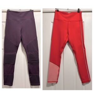 ZYIA Bundle 2 Light n Tight Leggings Blackberry Moto + Reflective Stripe Size 4
